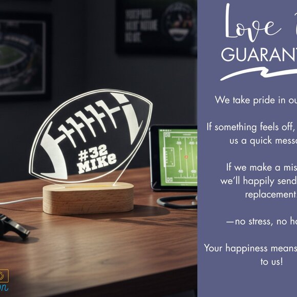 American Football Custom Name Light | Personalized LED Sign | Boy or Dad Gift - Picture 6 of 8